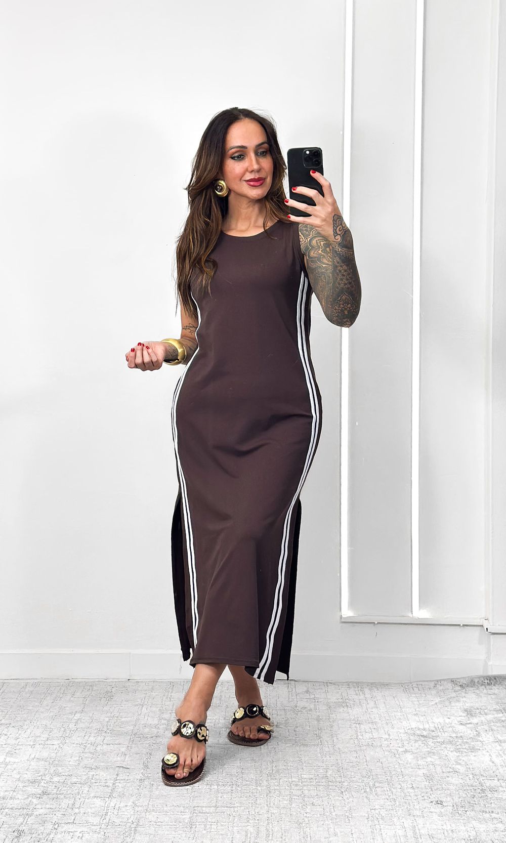 Vestido Cavado Malha Track - Marrom Escuro - Jack Modas, Moda Feminina e Acessórios 