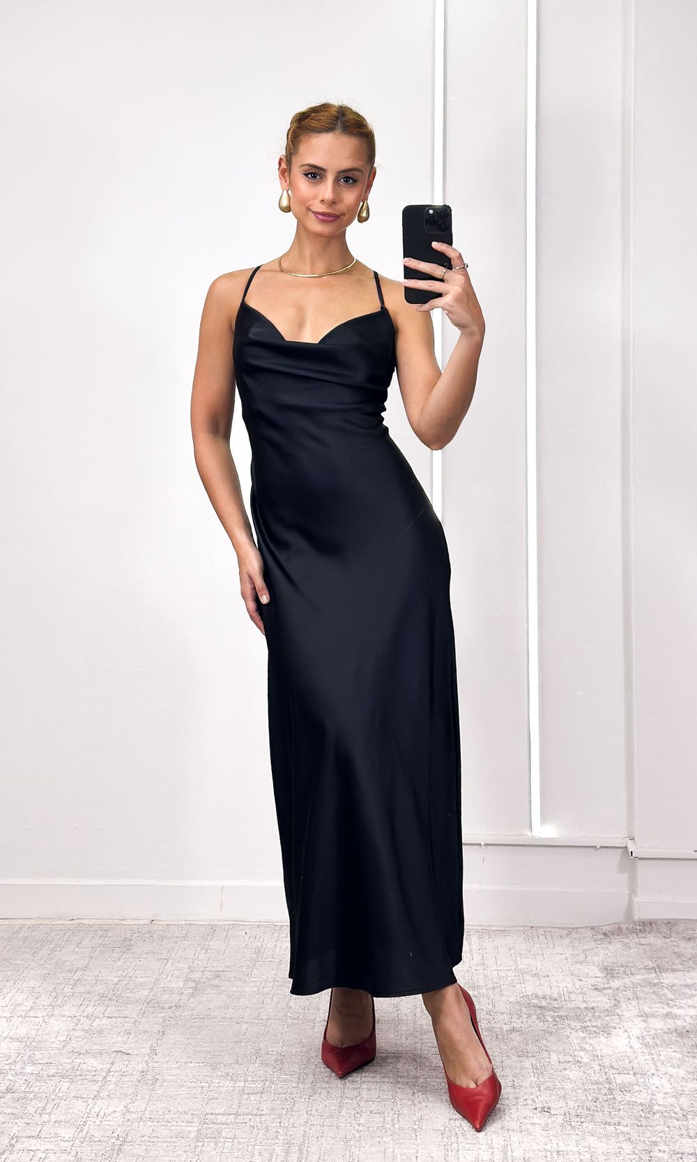 Vestido Slip Dress Gola Degage - Preto - Jack Modas, Moda Feminina e Acessórios 