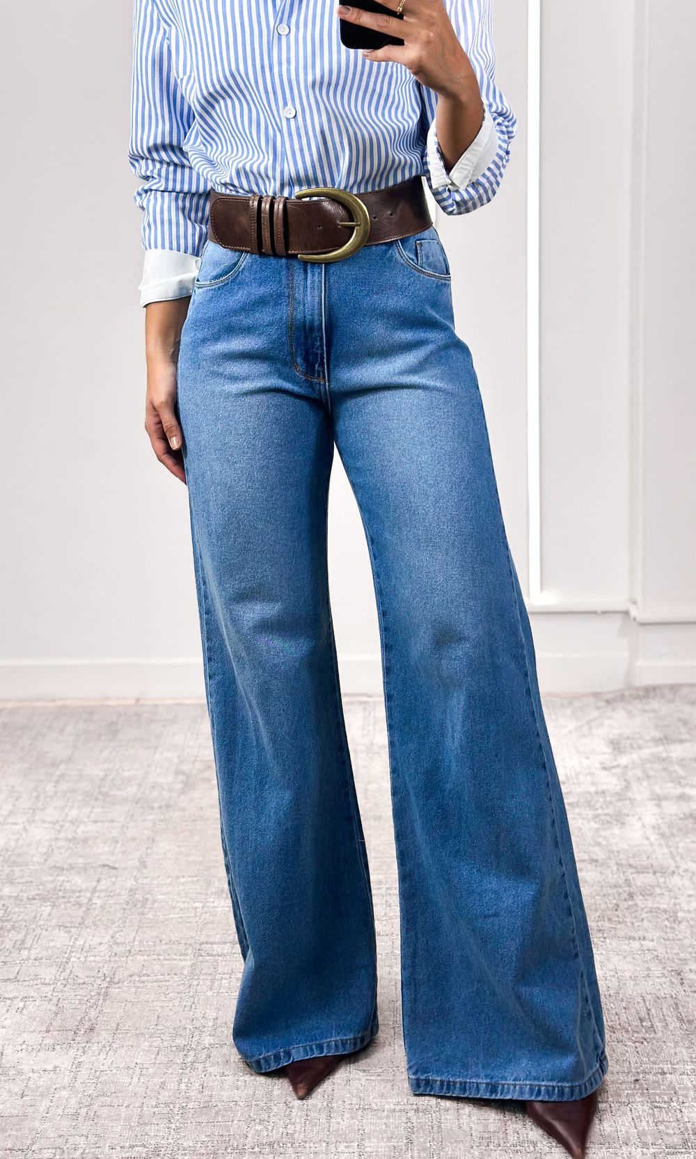 Calça Jeans Wide Leg Clássica - Azul Claro Estonad... - Jack Modas, Moda Feminina e Acessórios 