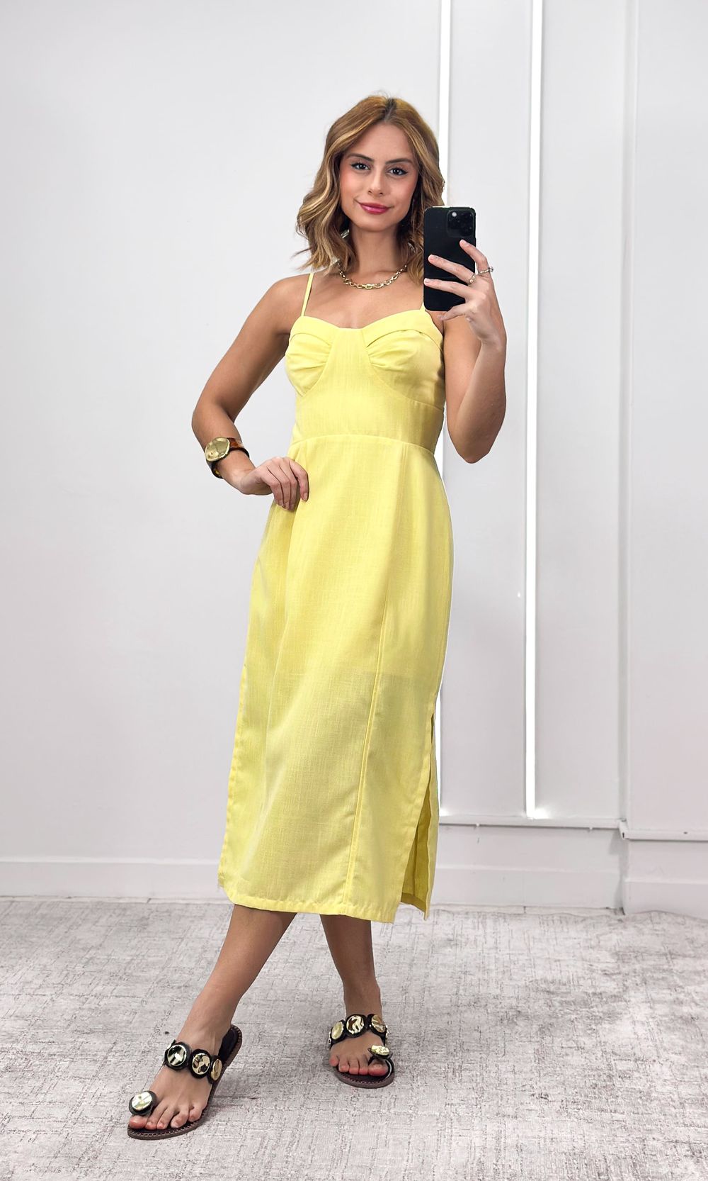 Vestido Decote Coração e Amarração - Amarelo Candy... - Jack Modas, Moda Feminina e Acessórios 