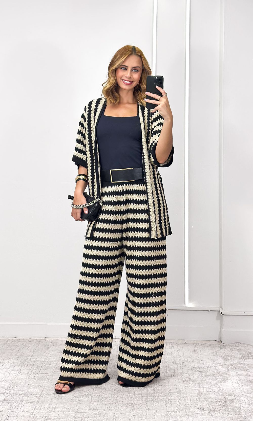 Conjunto Crochê Kimono e Calça - Preto/Cru - Jack Modas, Moda Feminina e Acessórios 