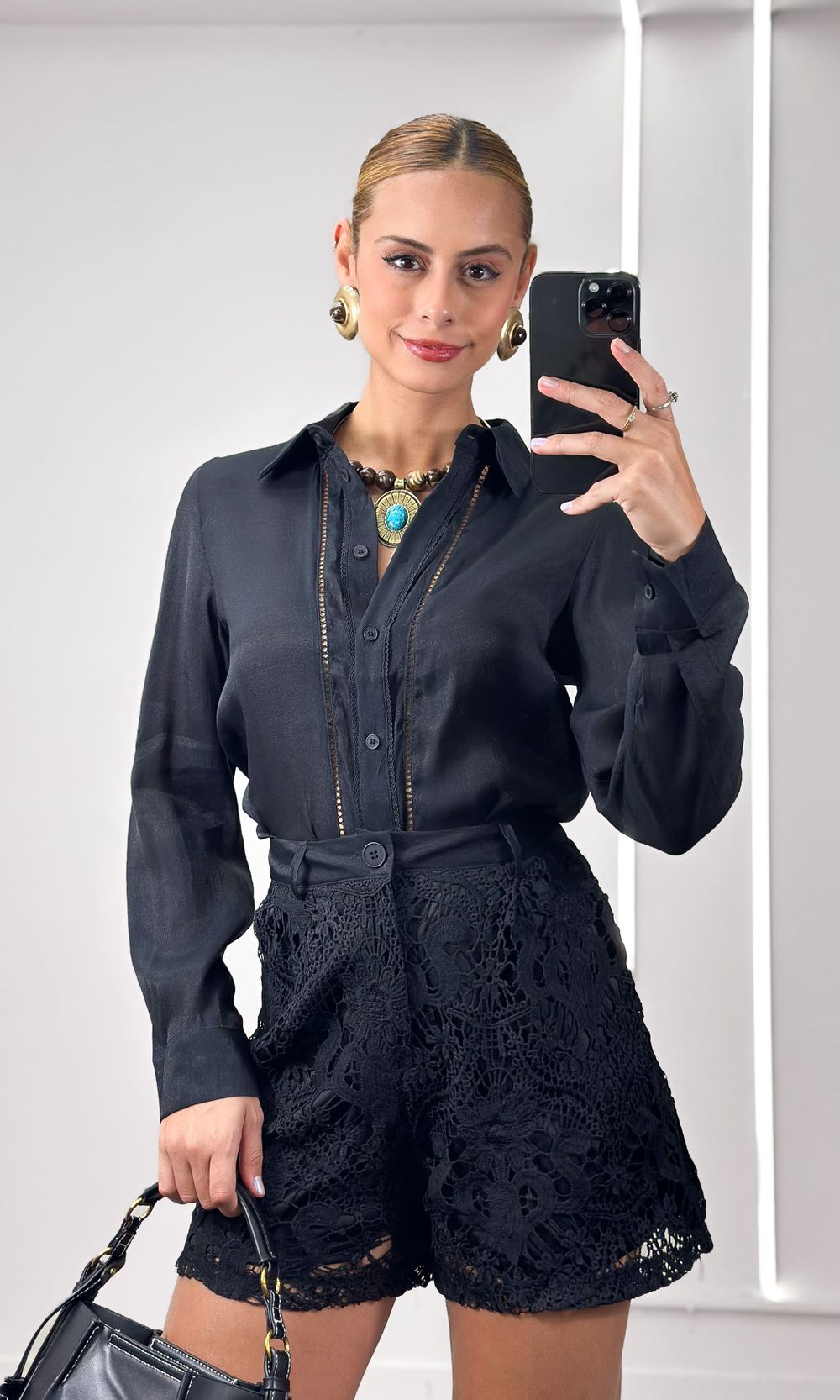 Conjunto Camisa e Short Guipir - Preto - Jack Modas, Moda Feminina e Acessórios 