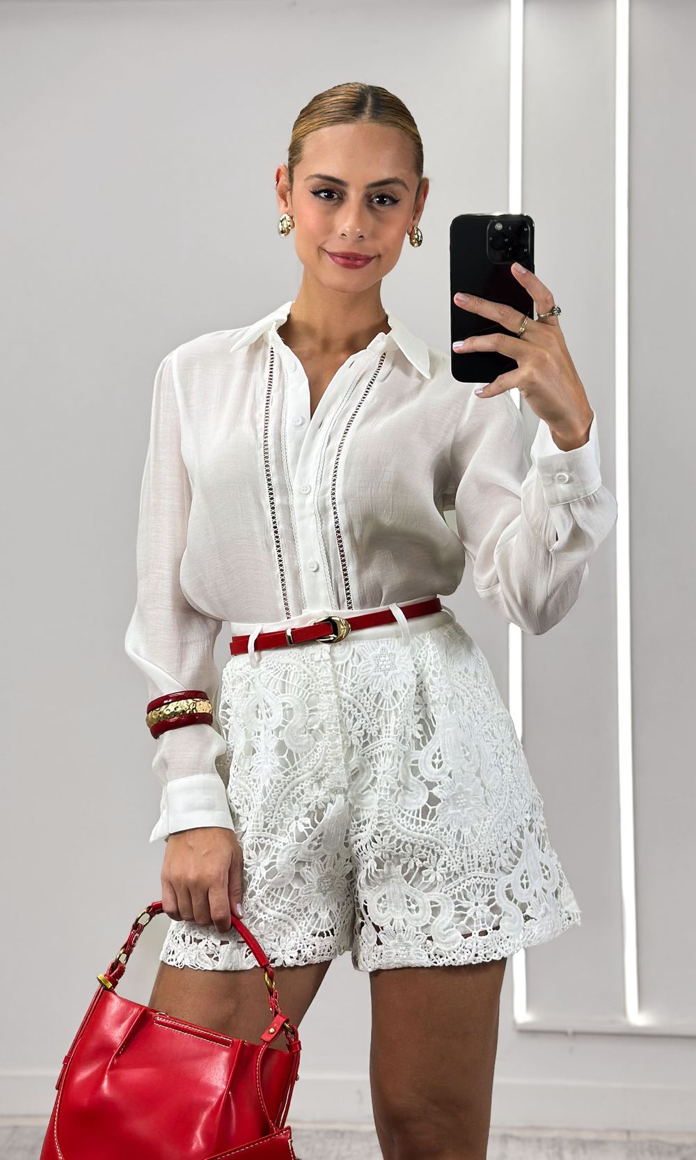 Conjunto Camisa e Short Guipir - Branco