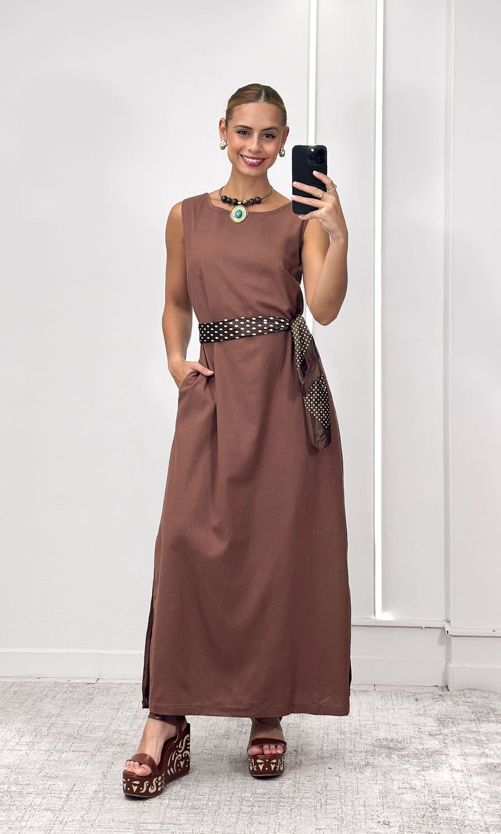 Vestido Reto Decote Redondo Haze - Marrom - Jack Modas, Moda Feminina e Acessórios 