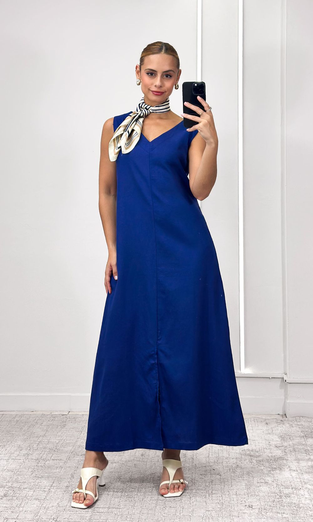 Vestido Reto Decote V Hilary - Azul Marinho - Jack Modas, Moda Feminina e Acessórios 