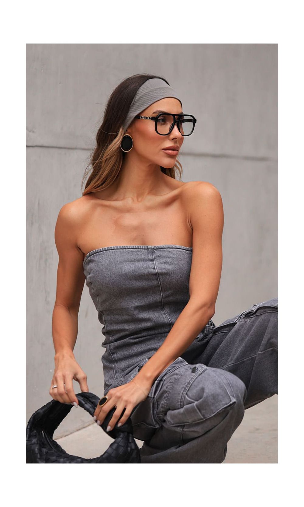 Corset Assimétrico Jeans sem alça - Cinza Chumbo - Jack Modas, Moda Feminina e Acessórios 