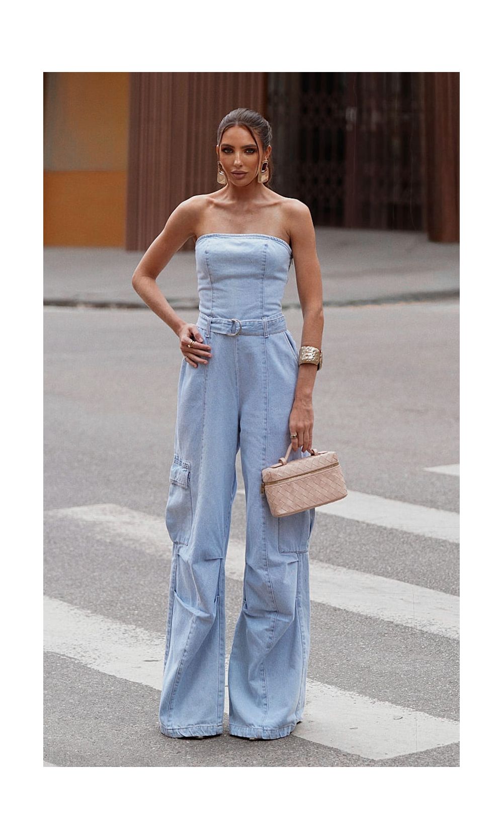 Macacão Jeans Utility sem Alça - Azul Claro - Jack Modas, Moda Feminina e Acessórios 