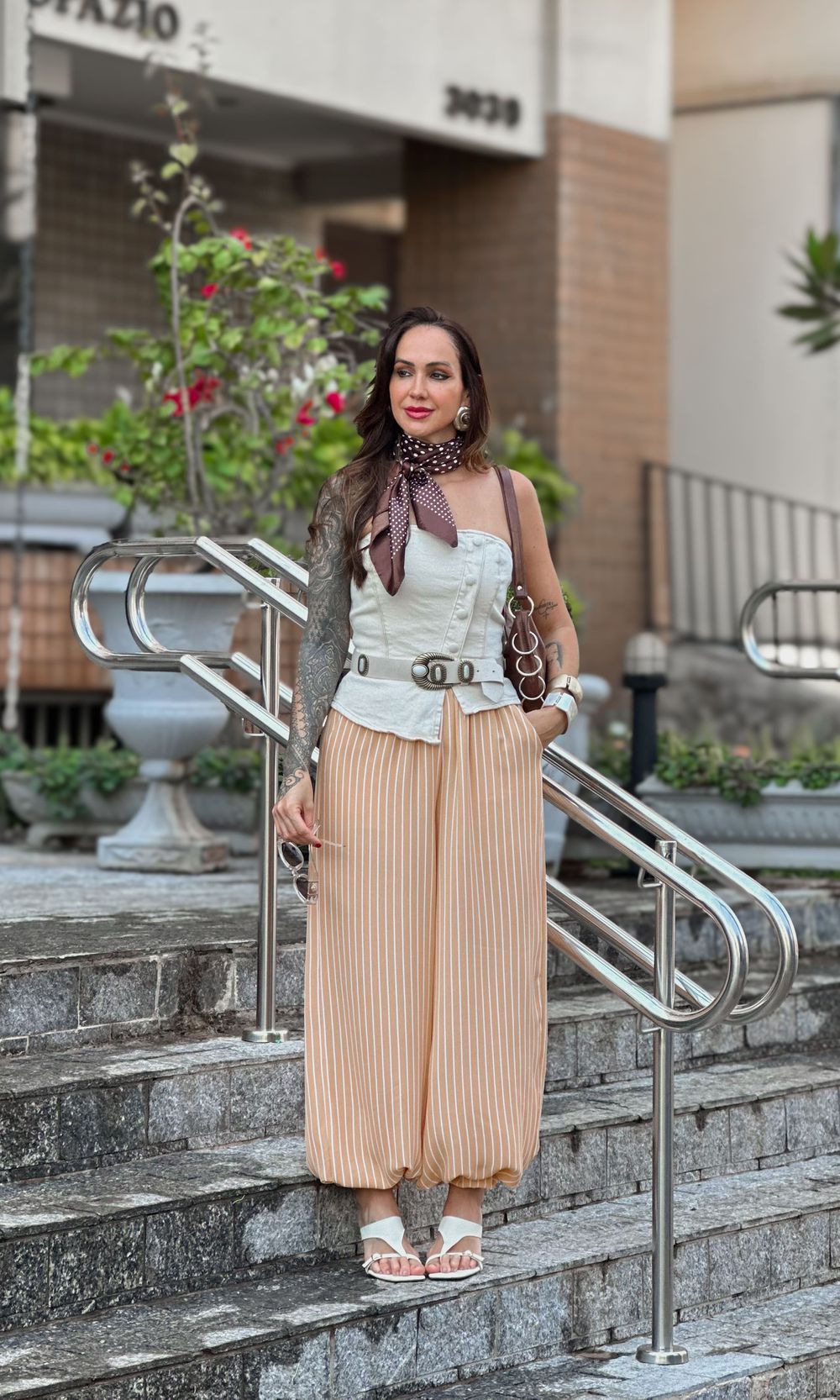 Calça Wide Leg Elástico Listrada - Amarelo/Branco - Jack Modas, Moda Feminina e Acessórios 