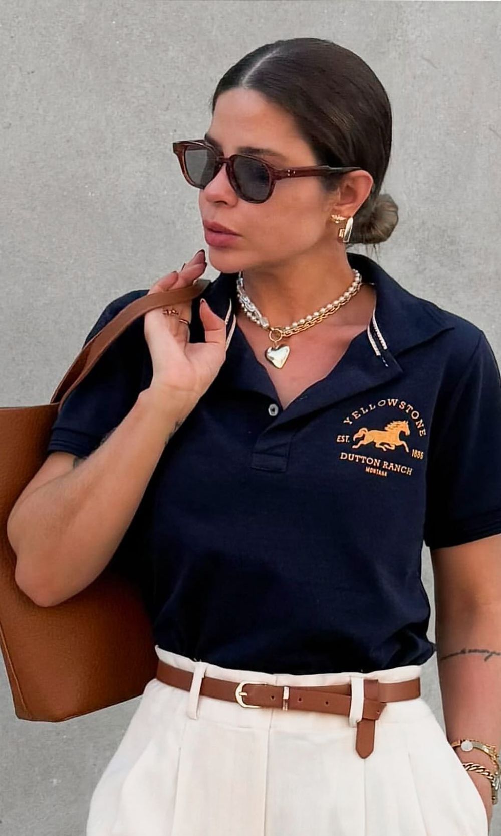 Blusa Polo Louise - Azul Marinho/Amarelo - Jack Modas, Moda Feminina e Acessórios 