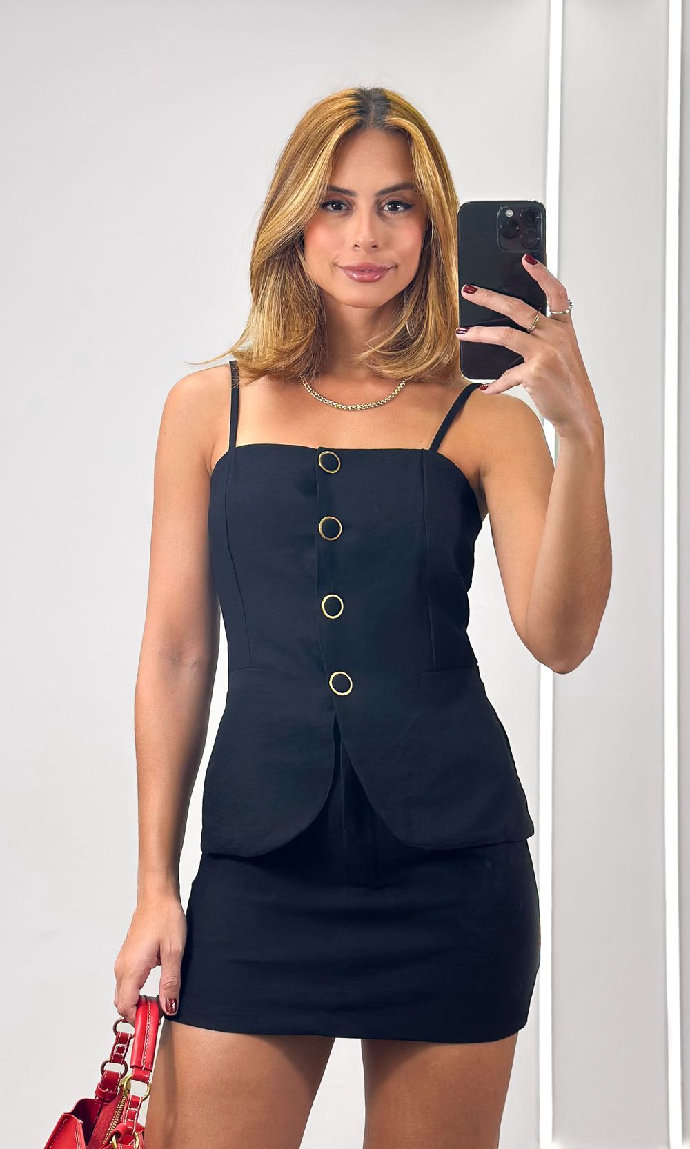 Conjunto Colete e Short Saia Laura - Preto