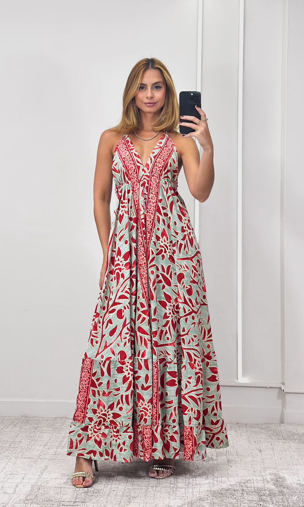 Vestido Indiano Cavado - Verde Claro/Rosa - Jack Modas, Moda Feminina e Acessórios 