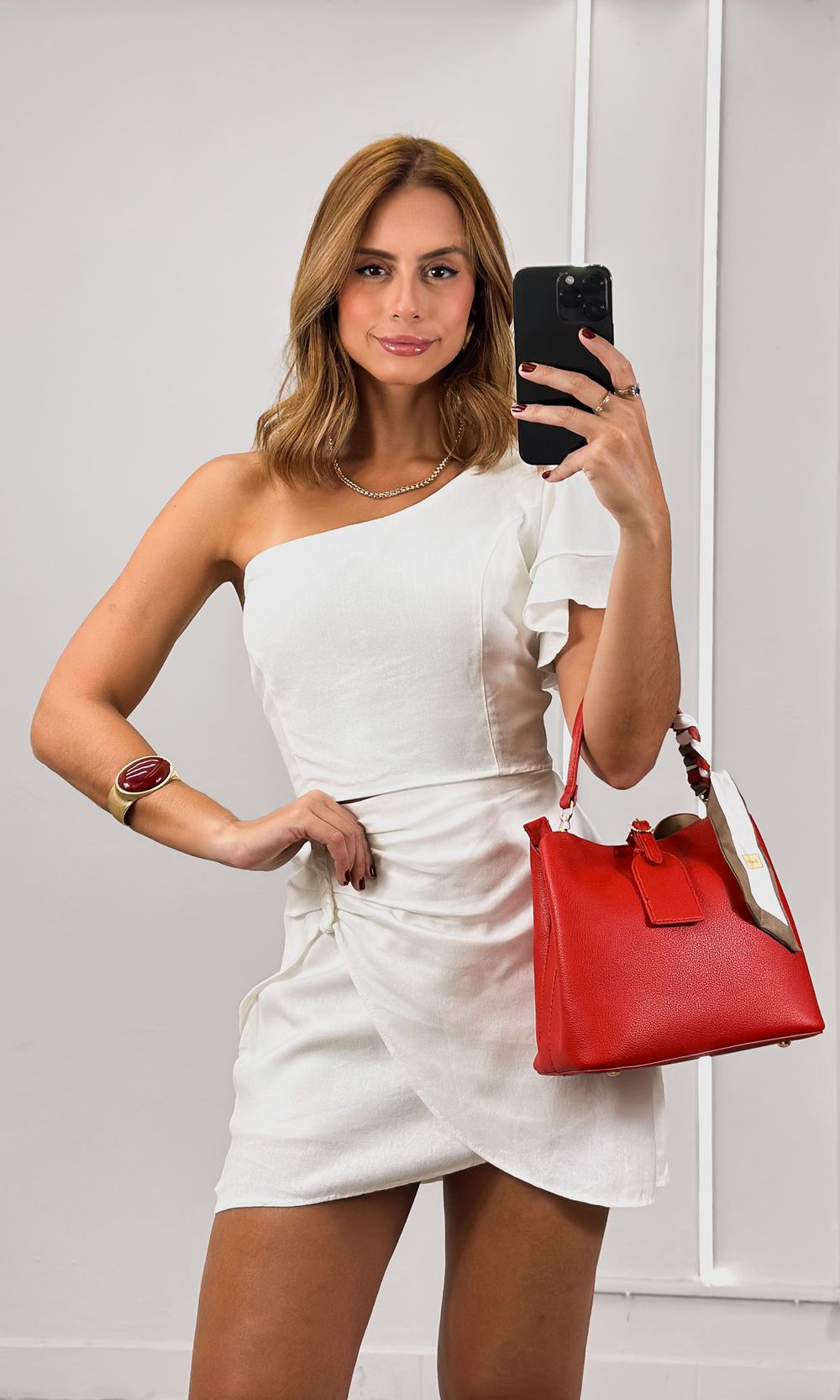 Conjunto Blusa Um Ombro e Short Saia - Branco - Jack Modas, Moda Feminina e Acessórios 