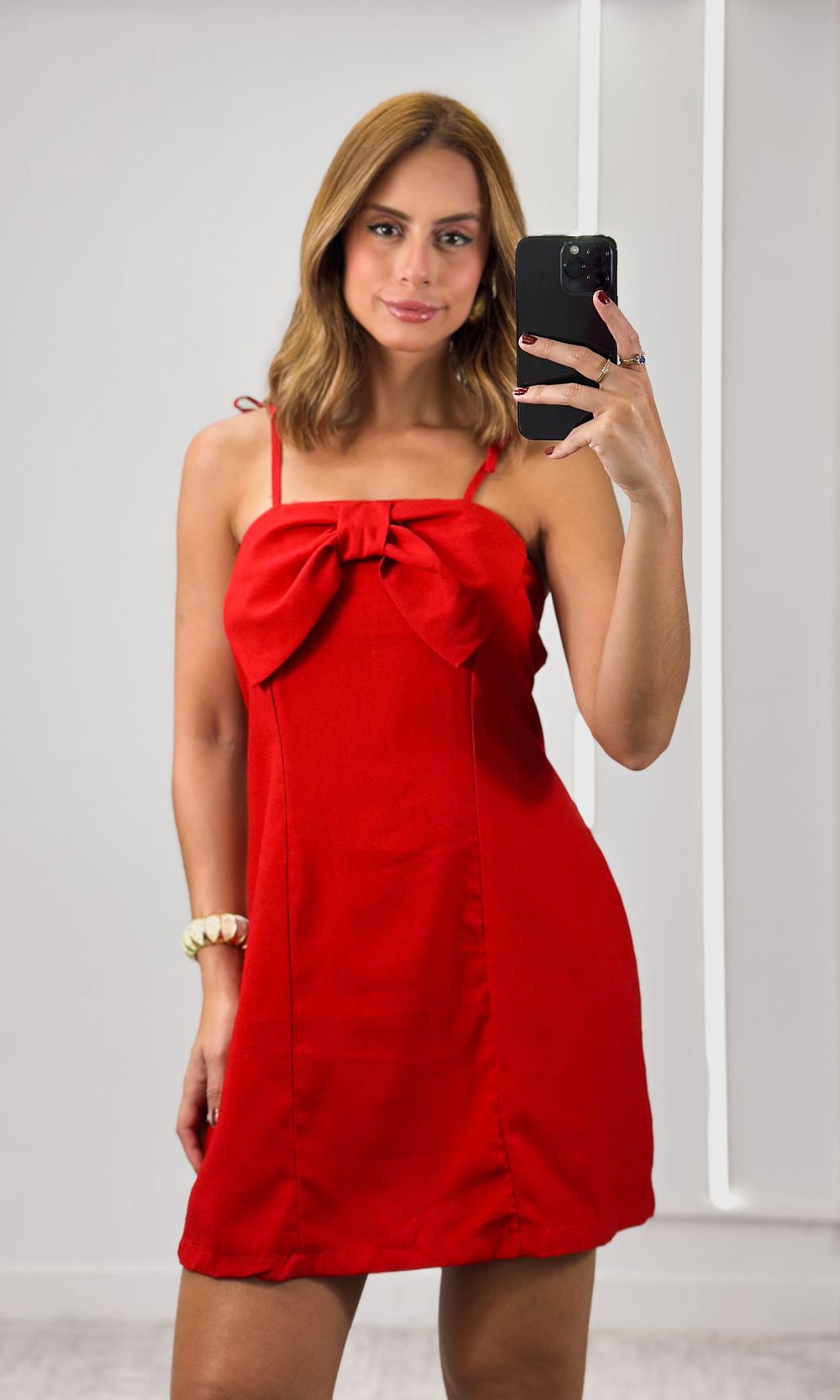 Vestido Alça Decote Laço - Vermelho - Jack Modas, Moda Feminina e Acessórios 
