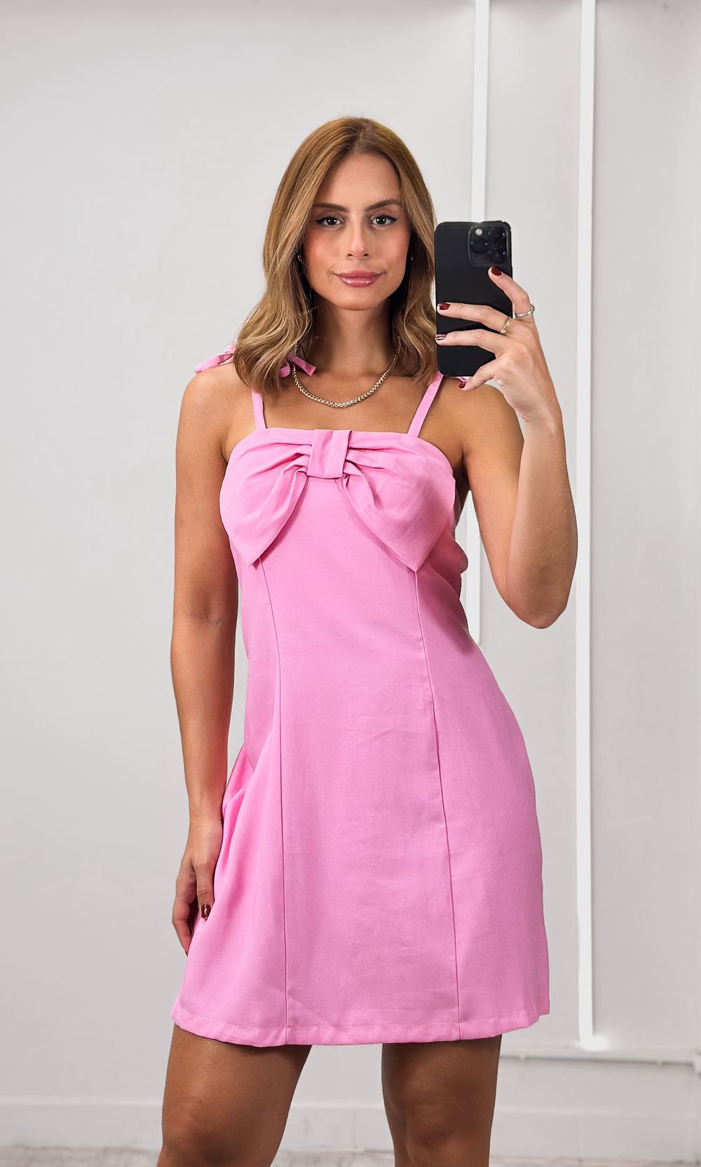 Vestido Alça Decote Laço - Rosa - Jack Modas, Moda Feminina e Acessórios 