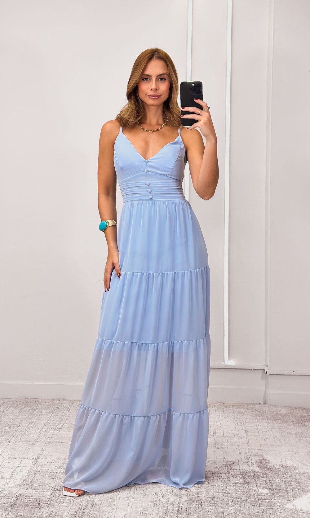 Vestido Longo Chiffon - Azul - Jack Modas, Moda Feminina e Acessórios 
