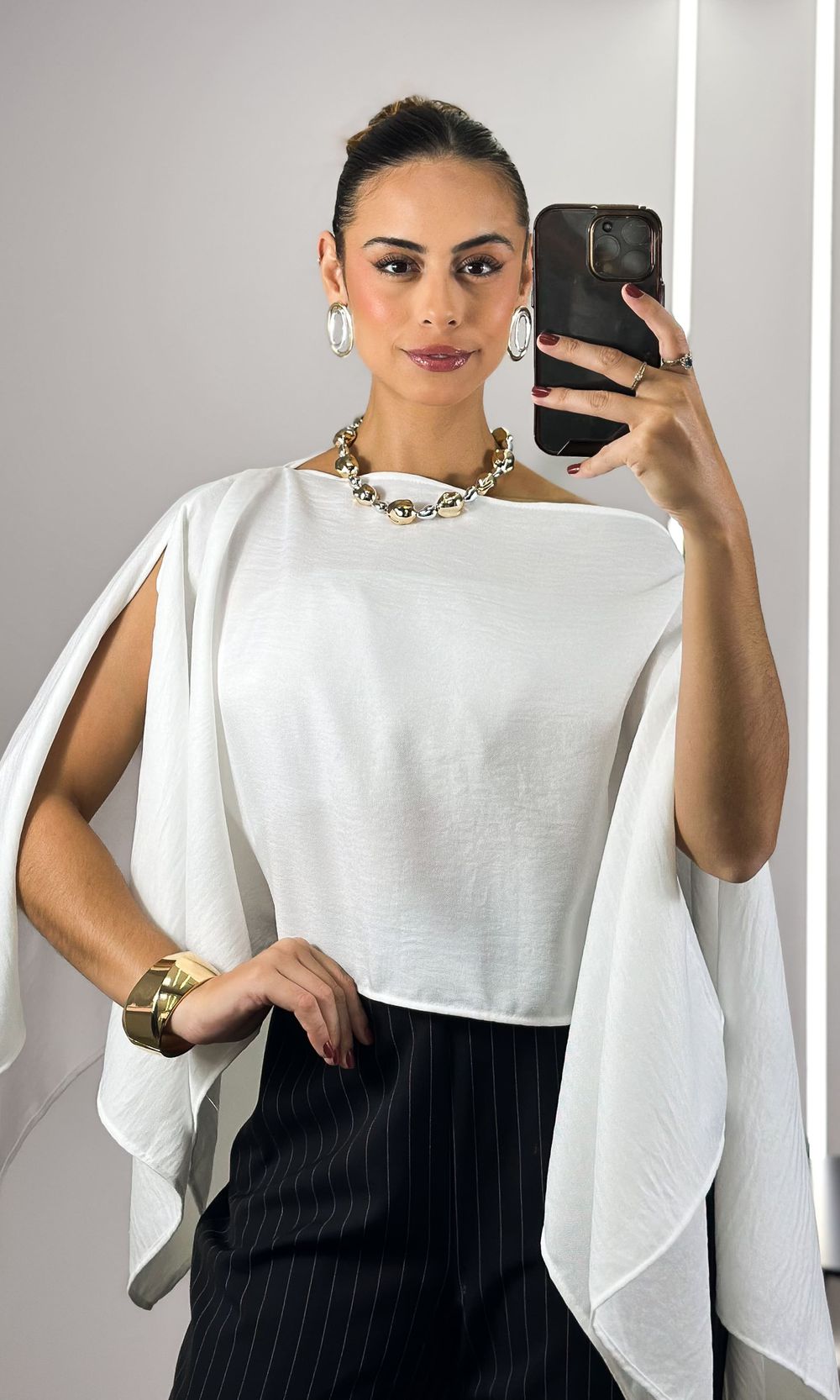 Blusa Assimétrica Crepe com Top - Branco - Jack Modas, Moda Feminina e Acessórios 
