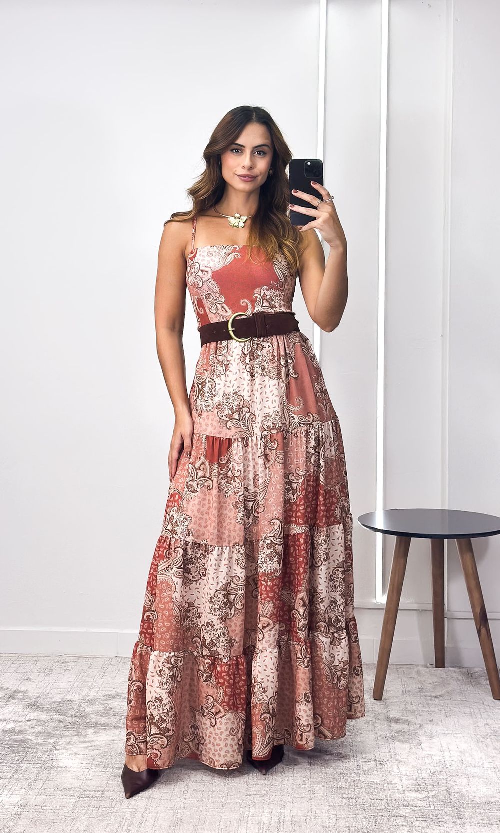 Vestido Longo Crepe Paisley - Rosa Queimado - Jack Modas, Moda Feminina e Acessórios 
