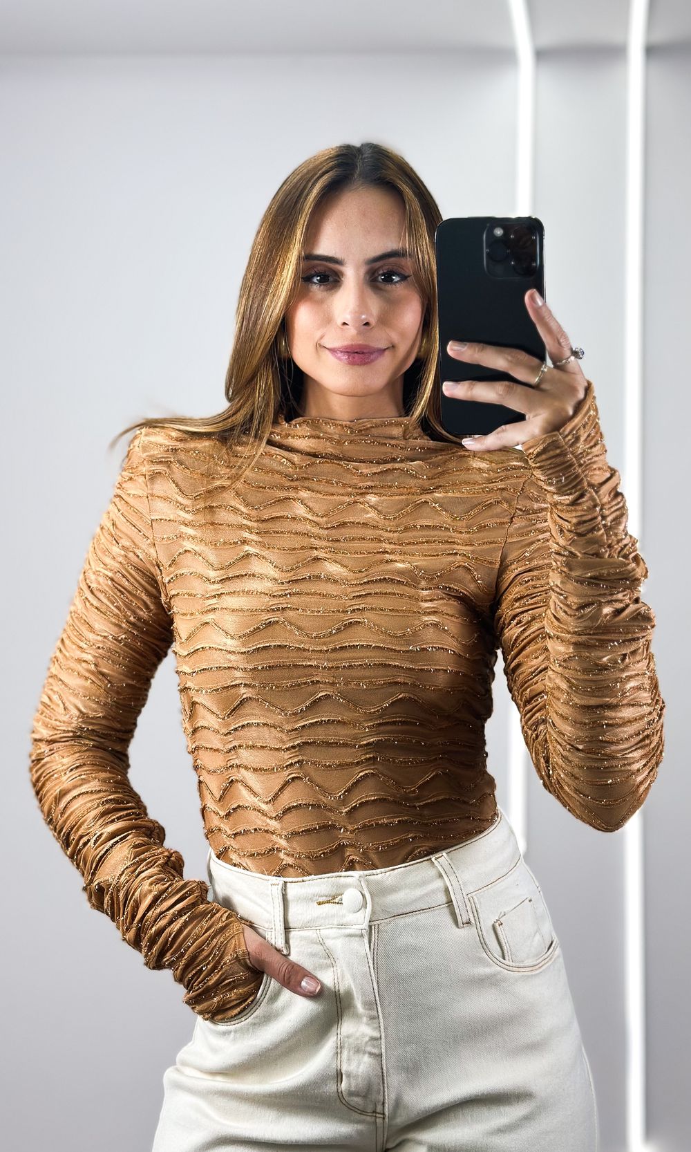 Body Bodado Lurex Waves - Caramelo - Jack Modas, Moda Feminina e Acessórios 
