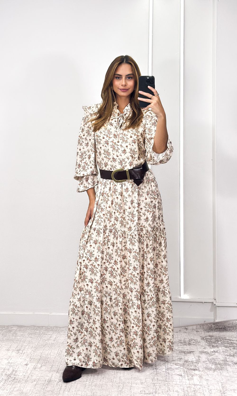Vestido Longo Liberty - Bege/Marrom - Jack Modas, Moda Feminina e Acessórios 