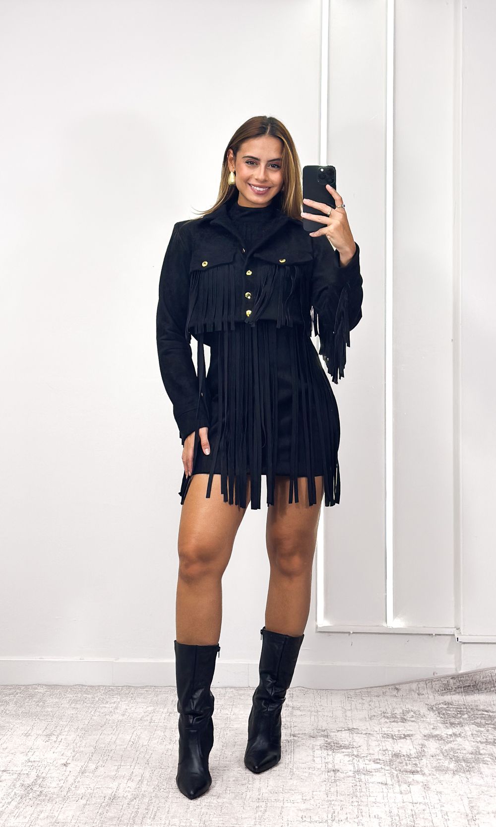 Casaco Suede com Franjas Star - Preto - Jack Modas, Moda Feminina e Acessórios 