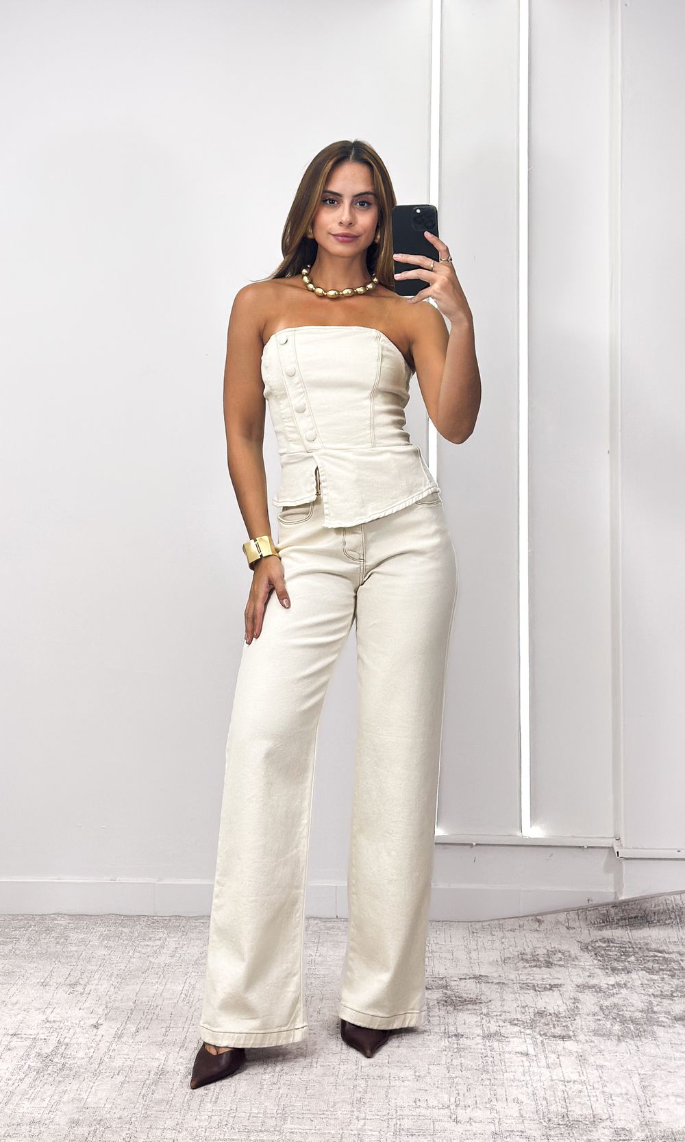 Calça Jeans Wide Leg - Bege Claro - Jack Modas, Moda Feminina e Acessórios 