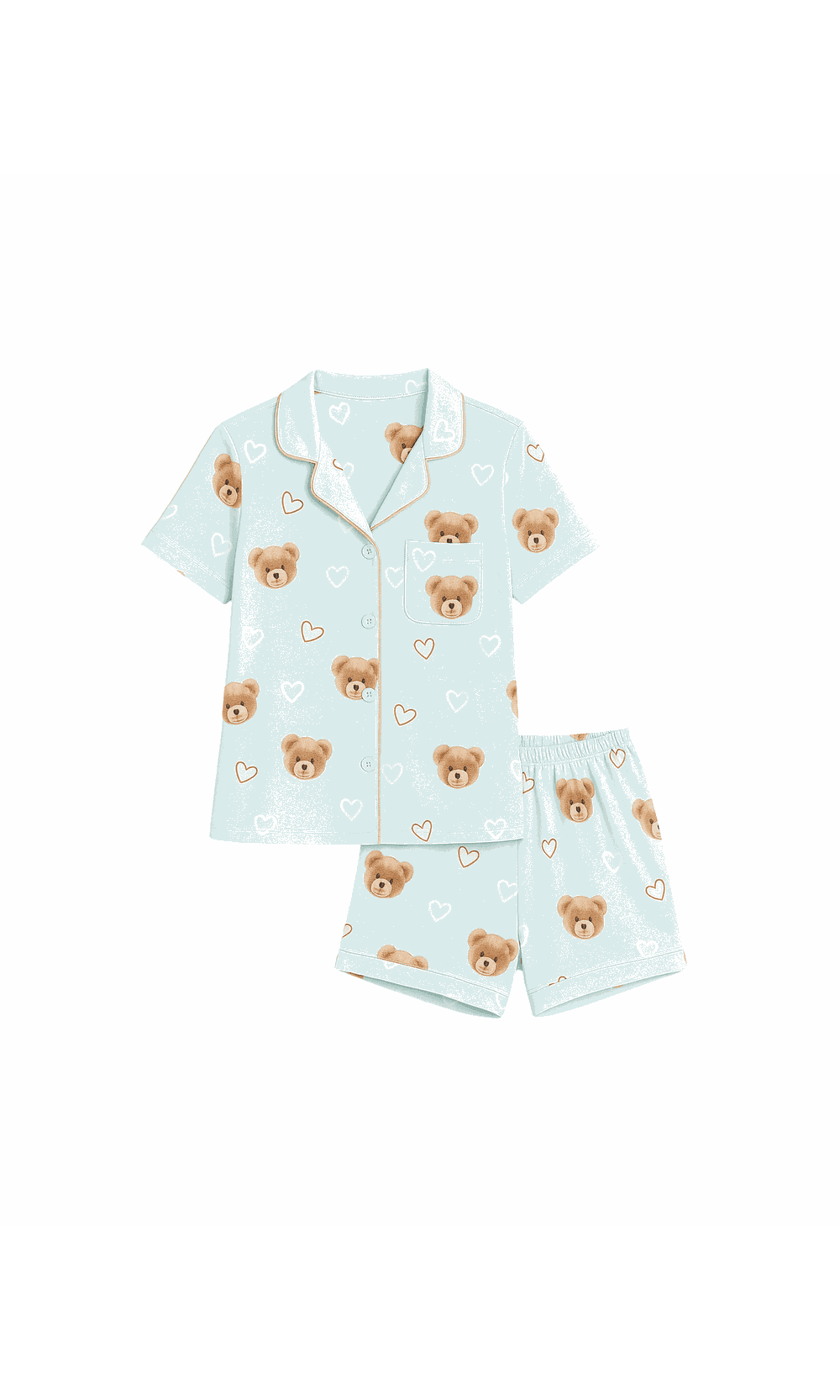 Pijama Camisa e Short Teddy Bear - Azul Claro - Jack Modas, Moda Feminina e Acessórios 