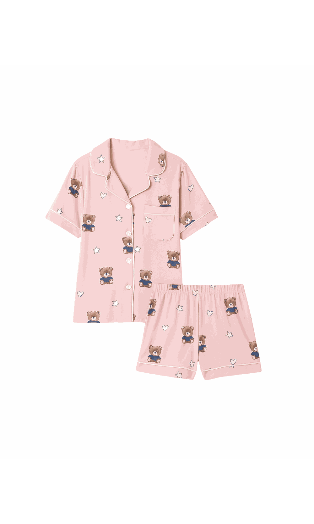 Pijama Camisa e Short Bear - Rosa - Jack Modas, Moda Feminina e Acessórios 