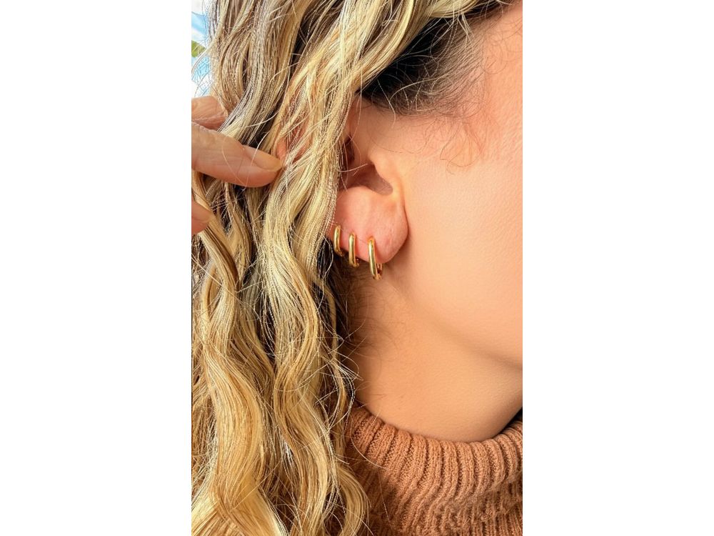 Trio Argola Quadrada Semijoia