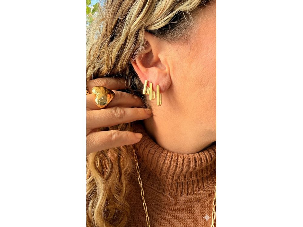 Trio Argolas Retangular semijóia