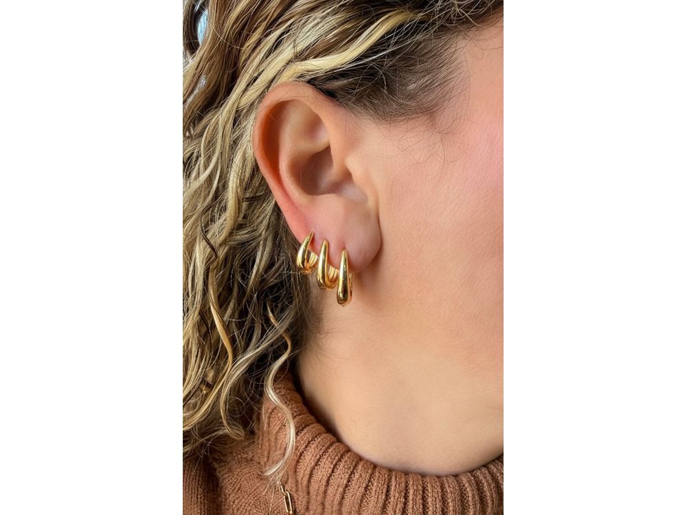 Trio Argolas Oval Semijoia