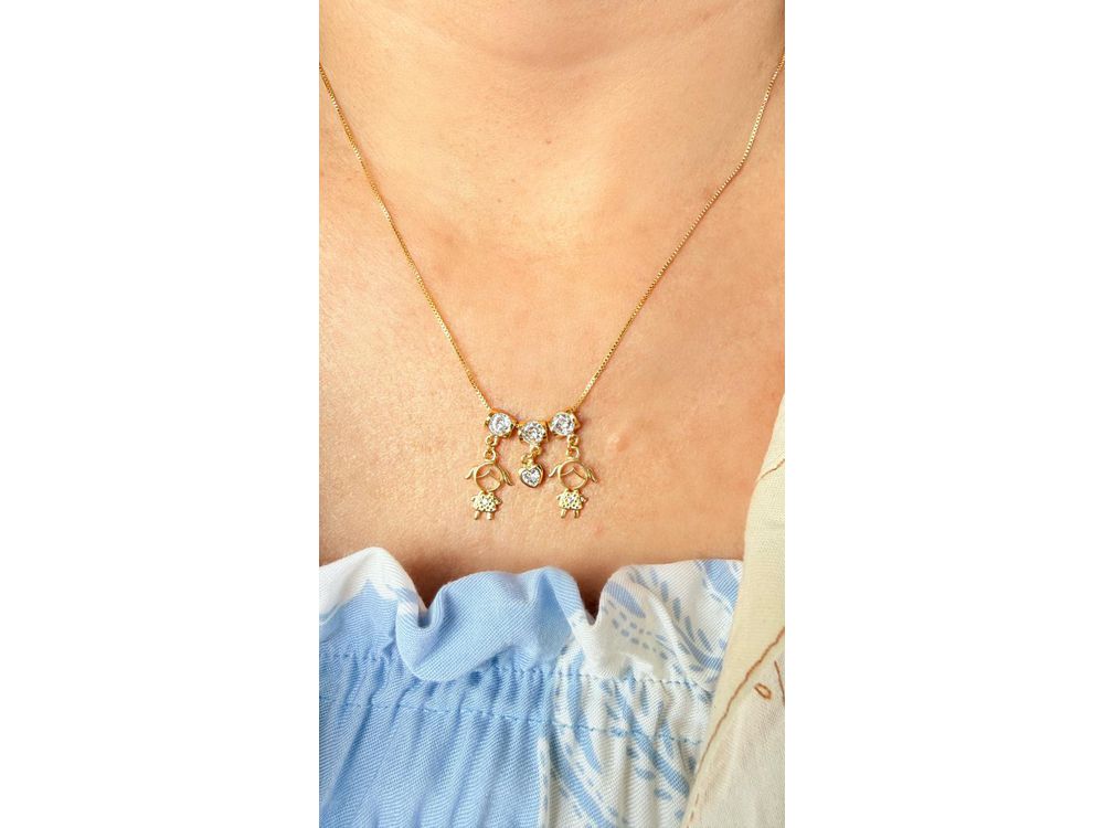 Colar Com 2 Filhos Zircônia