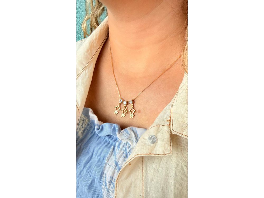 Colar Com 3 Filhos Zircônia