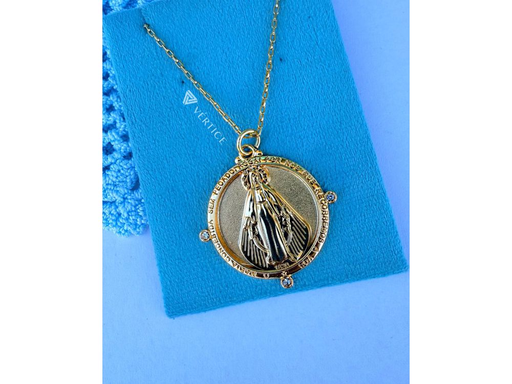 Colar Longo Medalhão Nossa Senhora Aparecida