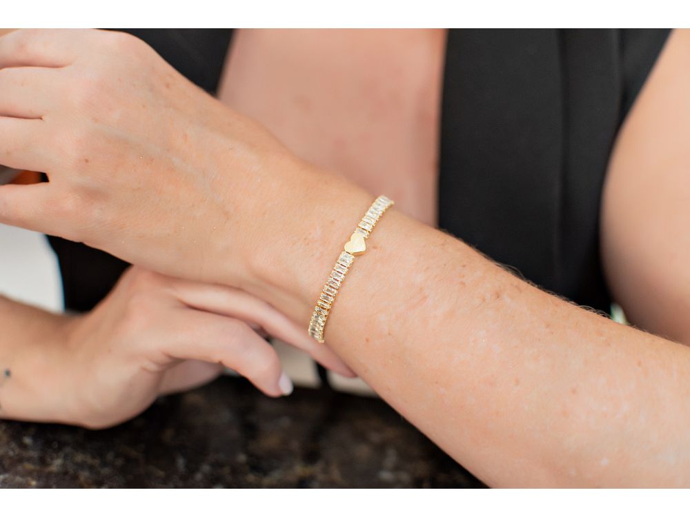 Pulseira Semijóia Navete com Coração 