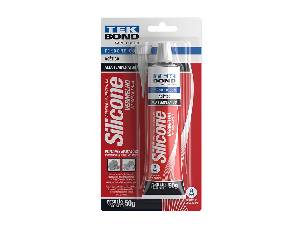 Silicone Acético Alta Temperatura Vermelho TekBond - TREVO PEÇAS