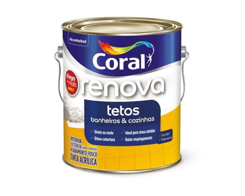 TINTA ACRÍLICA BRANCA RENOVA TETOS (CHEGA DE MOFO) [CORAL] 3,6L