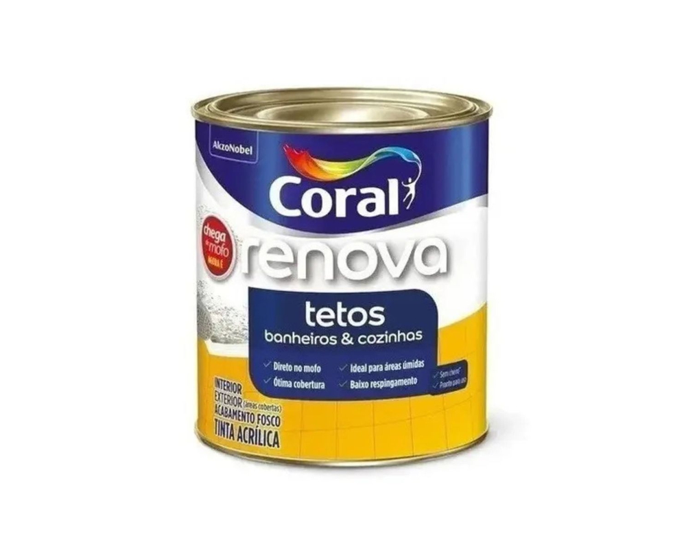 Tinta Acrílica Renova Tetos Branco Fosco (Chega de Mofo) [CORAL] 0,900L