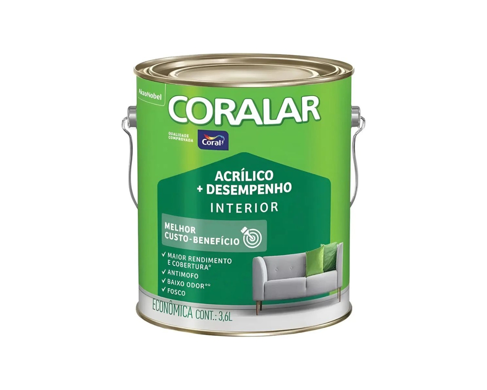 Tinta Arcrílica Coralar + Desempenho Branco Focso [CORAL] 3,6L