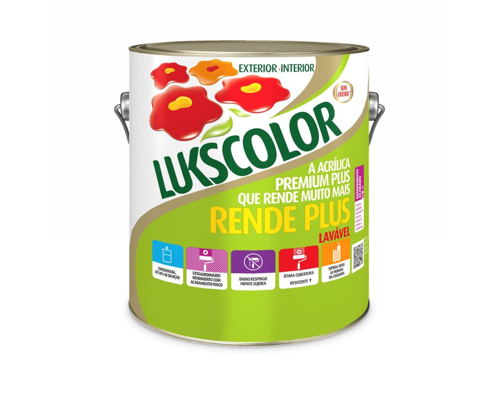 TINTA ACRÍLICA RENDE PLUS BRANCO FOSCO [LUKSCOLOR] 3,6L