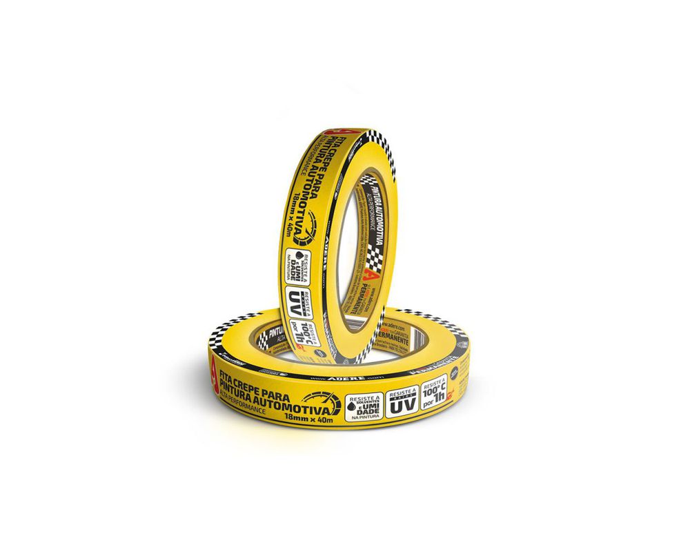 Fita Crepe Amarelo 18x50 Mascaramento Automotivo - Adere
