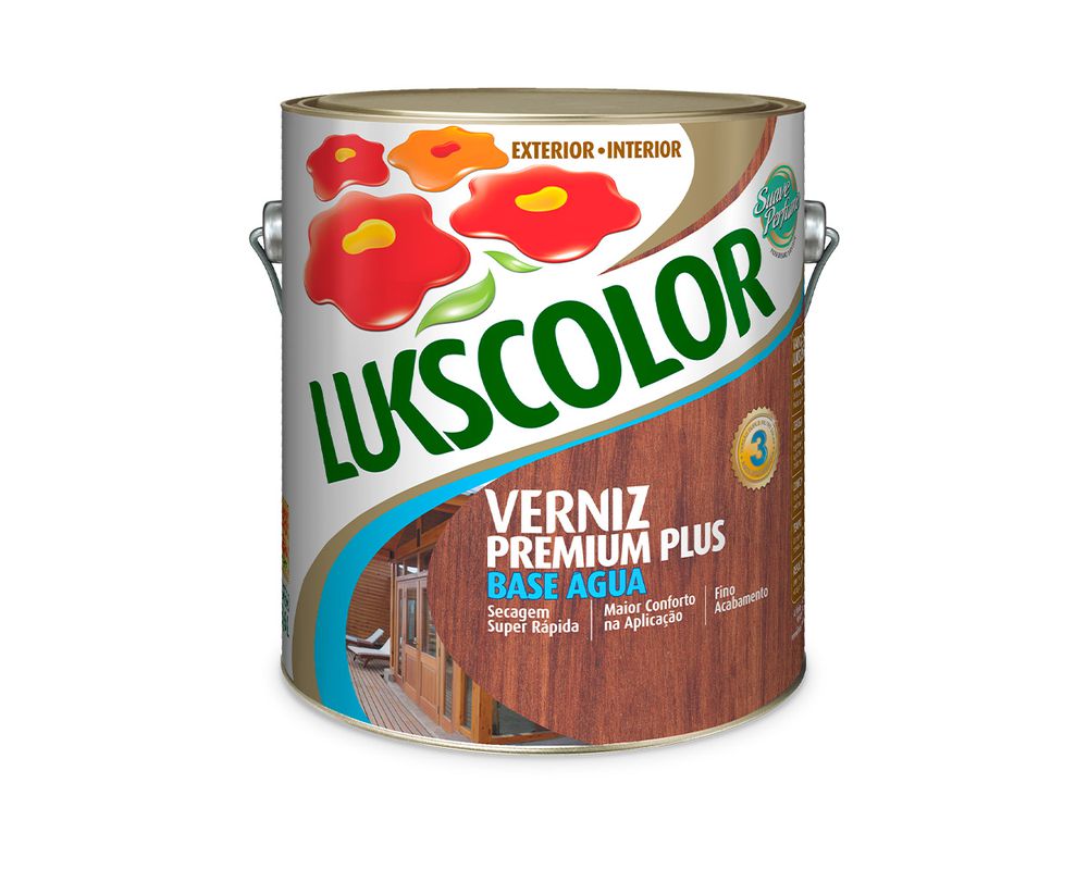 Verniz Incolor Brilhante à Base d'Água para Interior 3,6L - Lukscolor