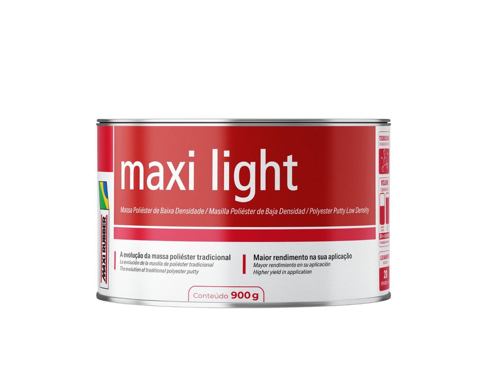 Massa Poliéster Baixa Densidade 900g - Maxi Rubber