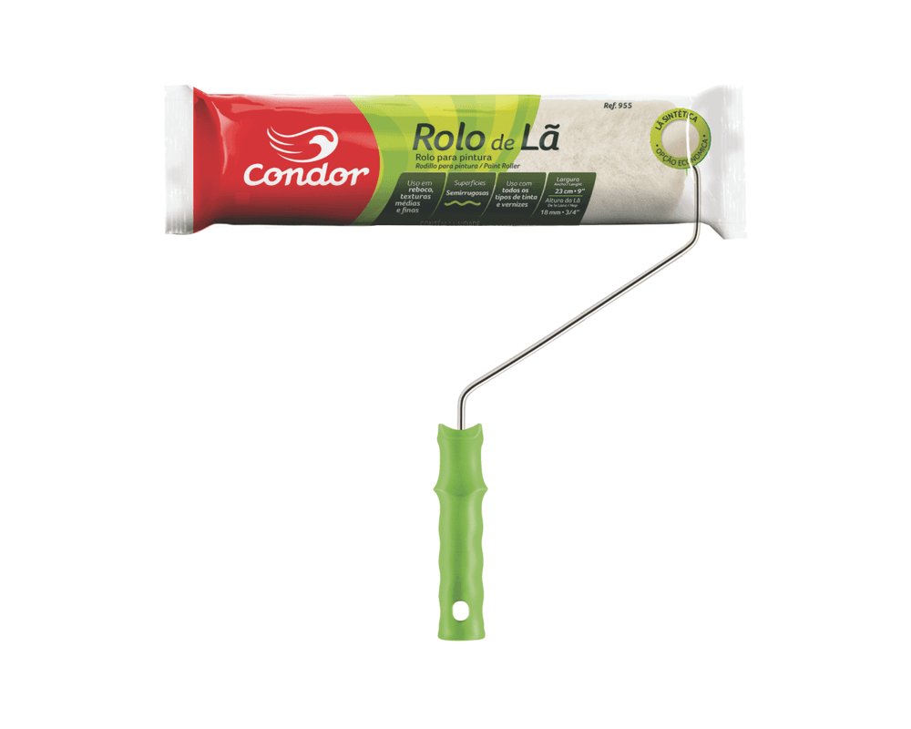 Rolo Profissional de Lã Mista Alta 23 cm com Suporte (Ref. 955) - Condor