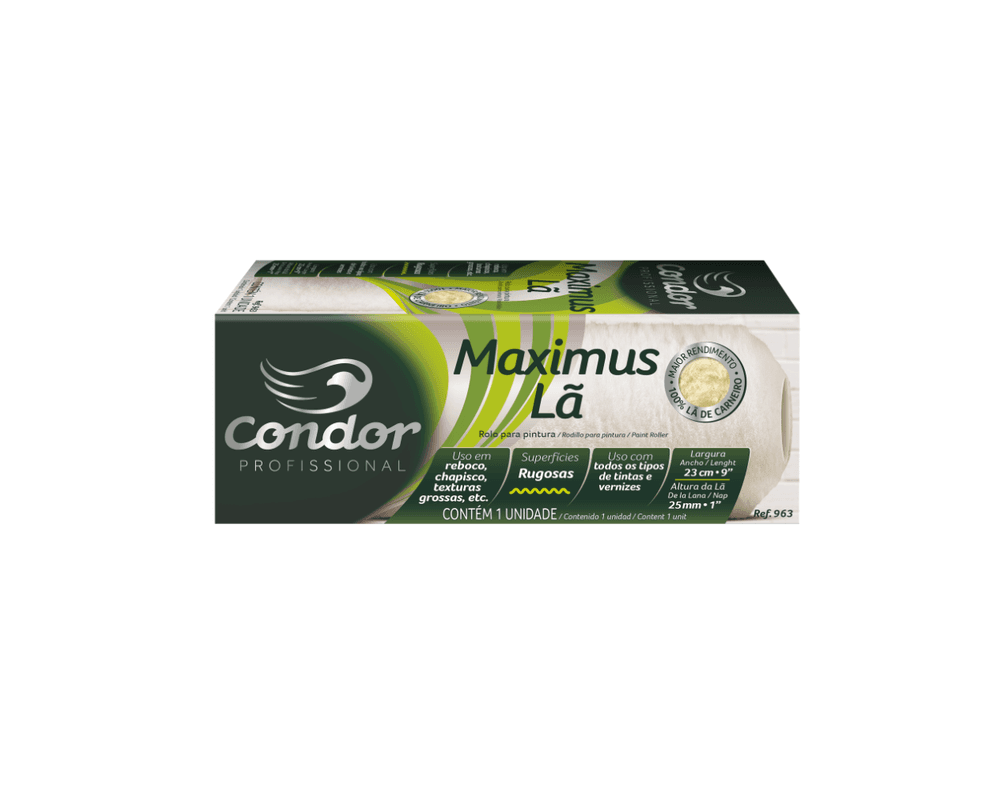 Rolo de Lã Natural Maximus para Superfícies Rugosas 23cm (Ref. 963) - Condor