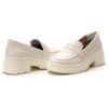 Mocassim Feminino Tratorado Off White Liso Estilo Shoes