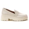 Mocassim Feminino Tratorado Off White Liso Estilo Shoes