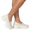 Mocassim Feminino Tratorado Off White Liso Estilo Shoes