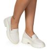 Mocassim Feminino Tratorado Off White Liso Estilo Shoes