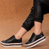 Tênis Feminino Plataforma Animal Print Preto Onça 