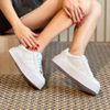Tenis Feminino Sapatenis Sola Alta Listras Branco